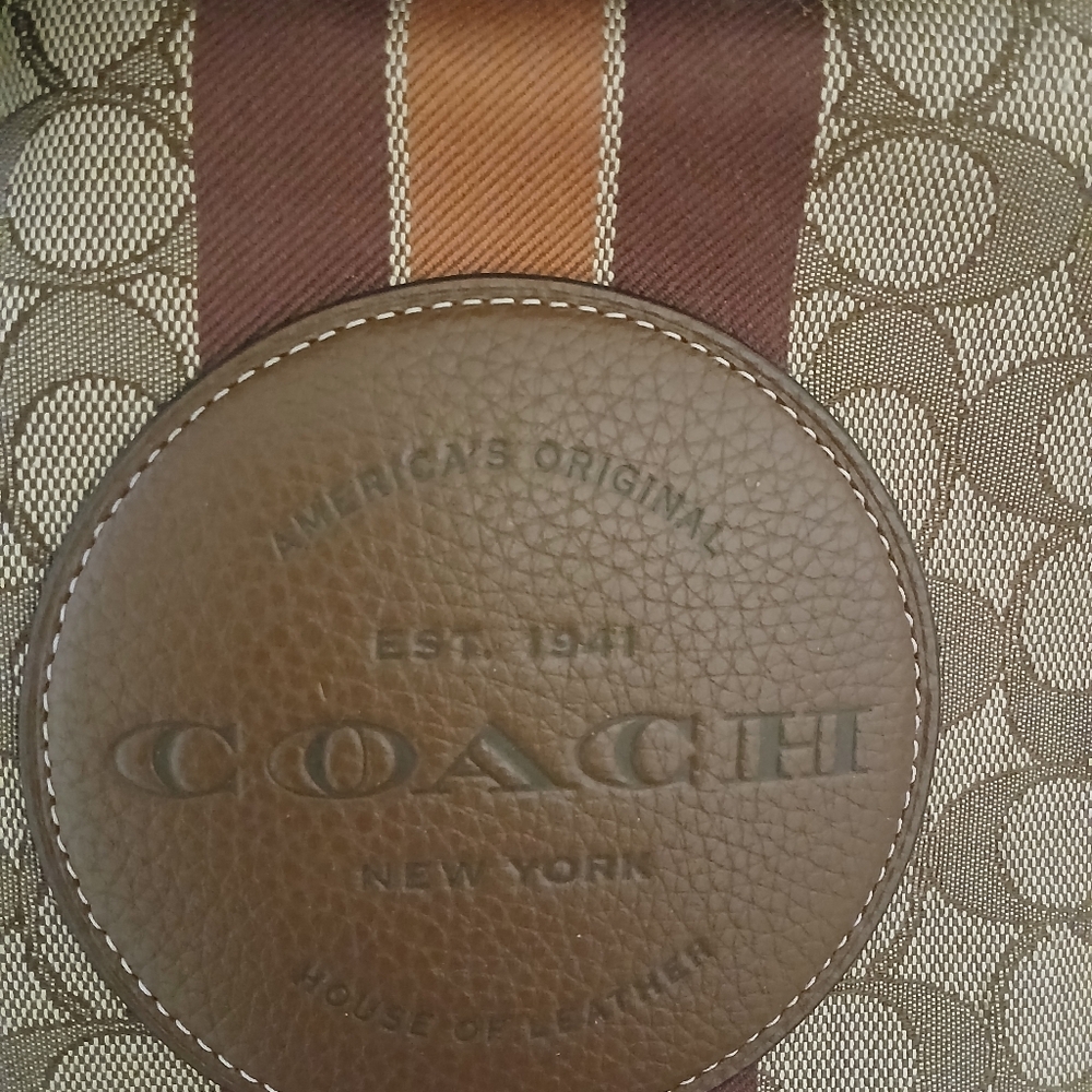 Coach Tan and Brown Signature Backpack - Picture 2 of 5